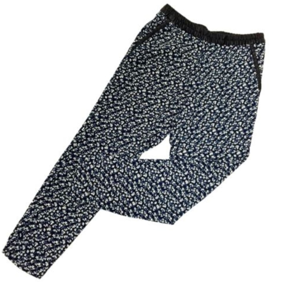 H&M Faux Leather Trim Floral Pocket Pants Size 6